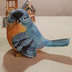 Blue and Orange Bird Figurine